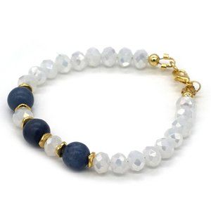 Bracelet Lapis Stones with Chrystals & gold accents.